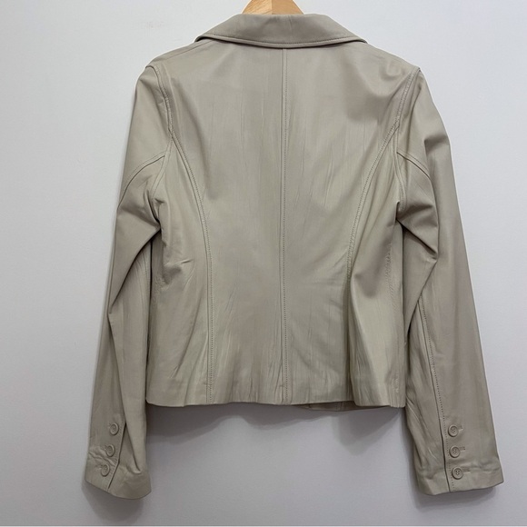 Danier nude genuine leather blazer soft jacket beige/cream ecru off white large - Picture 3 of 16